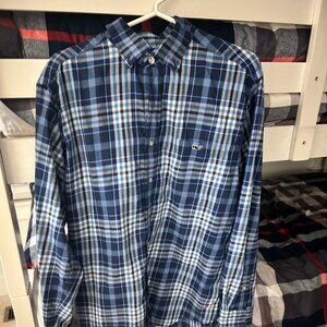 Mens Large Vineyard Vines blue plaid button down